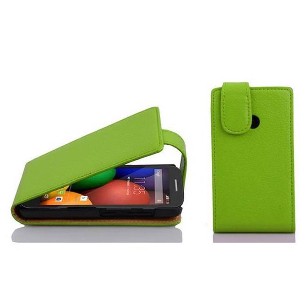 Cadorabo Schutzhülle für Motorola MOTO E Hülle in Grün Flip Etui Handyhülle Case Cover Kunstleder