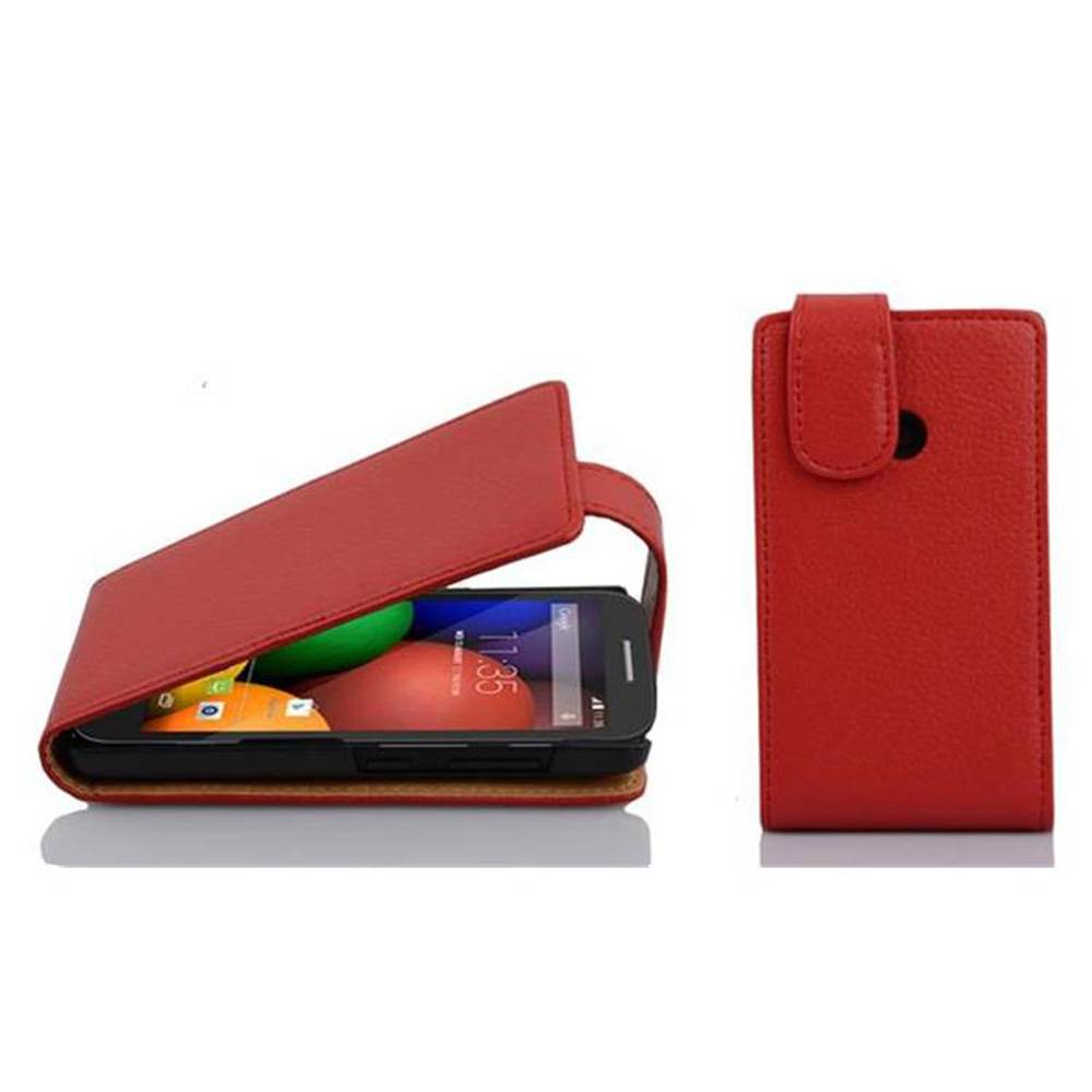 Cadorabo Schutzhülle für Motorola MOTO E Hülle in Rot Flip Etui Handyhülle Case Cover Kunstleder