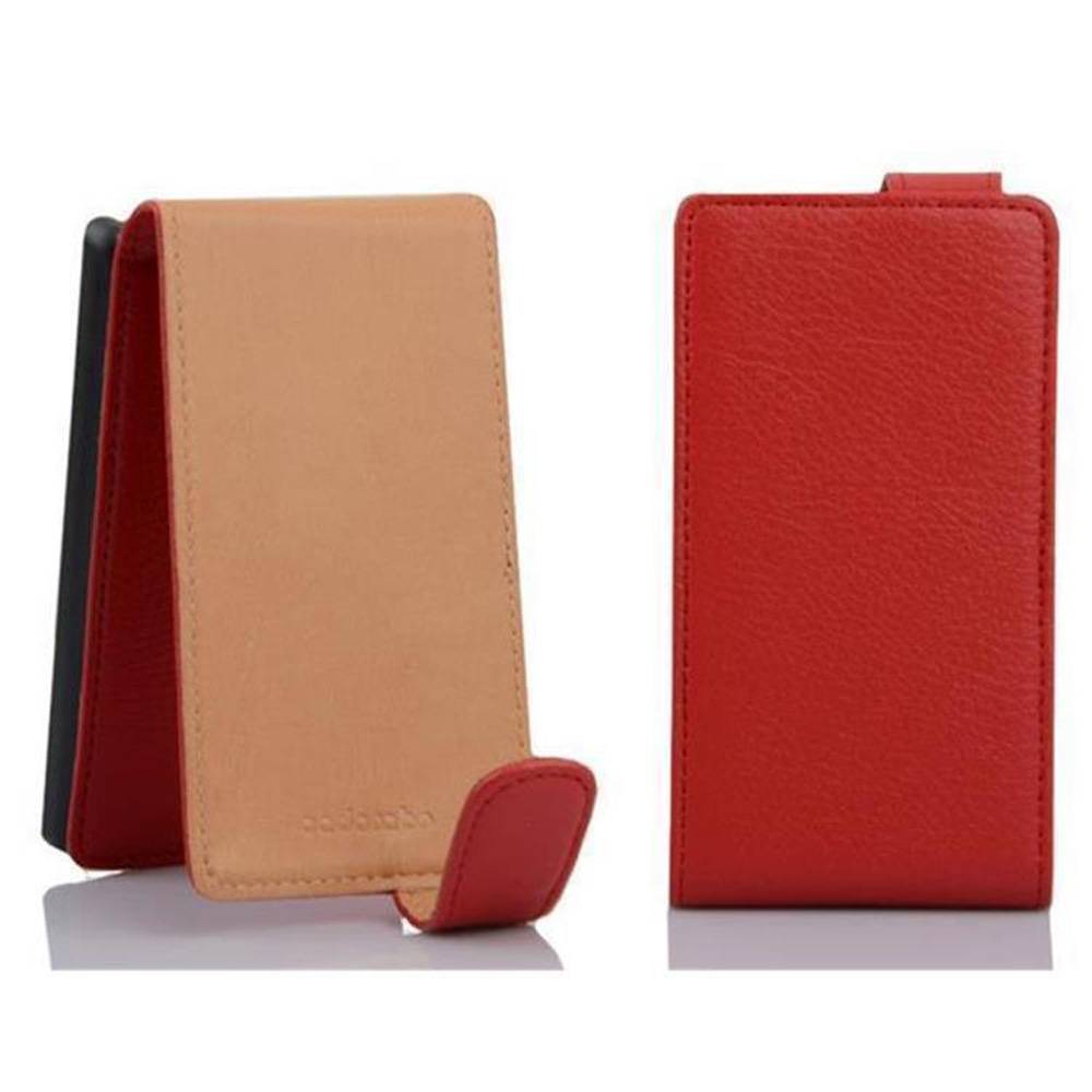 Cadorabo Schutzhülle für Motorola MOTO E Hülle in Rot Flip Etui Handyhülle Case Cover Kunstleder
