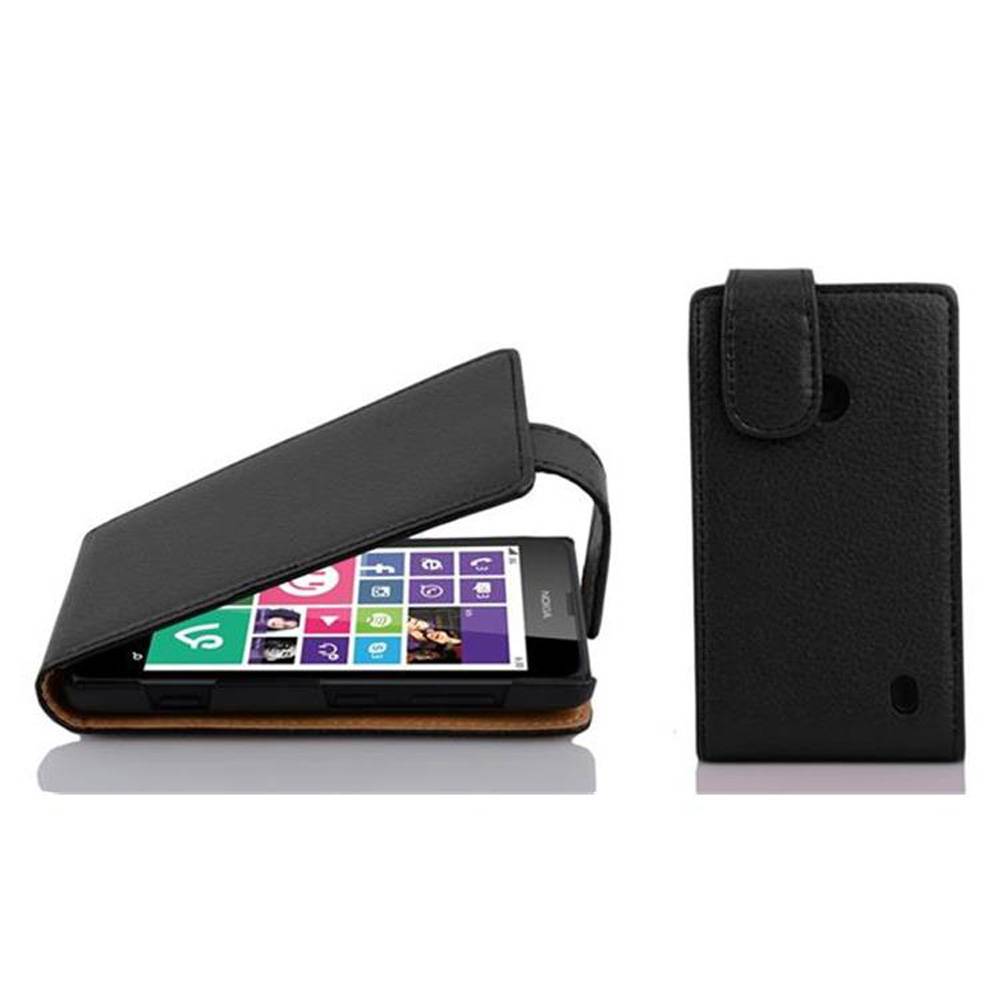 Cadorabo Schutzhülle für Nokia Lumia 630 / 635 Hülle in Schwarz Flip Etui Handyhülle Case Cover Kunstleder