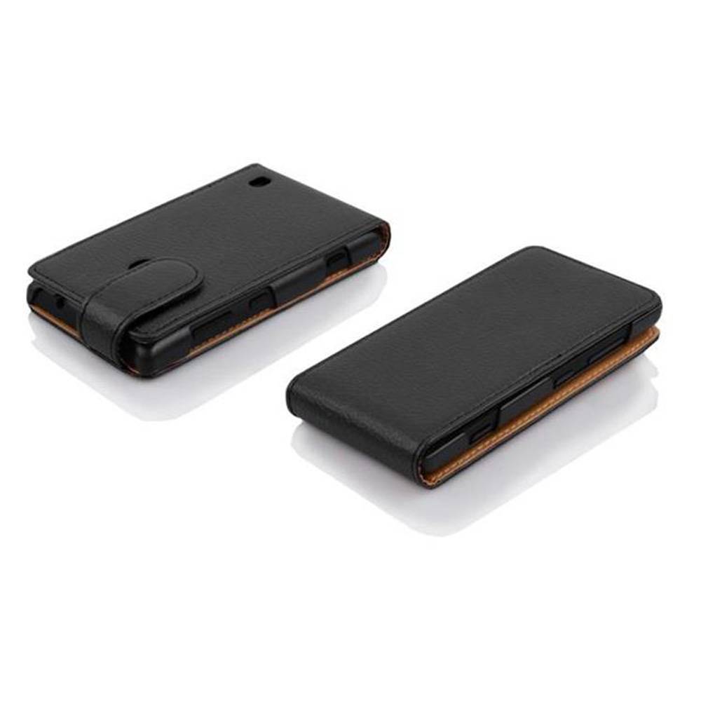 Cadorabo Schutzhülle für Nokia Lumia 630 / 635 Hülle in Schwarz Flip Etui Handyhülle Case Cover Kunstleder