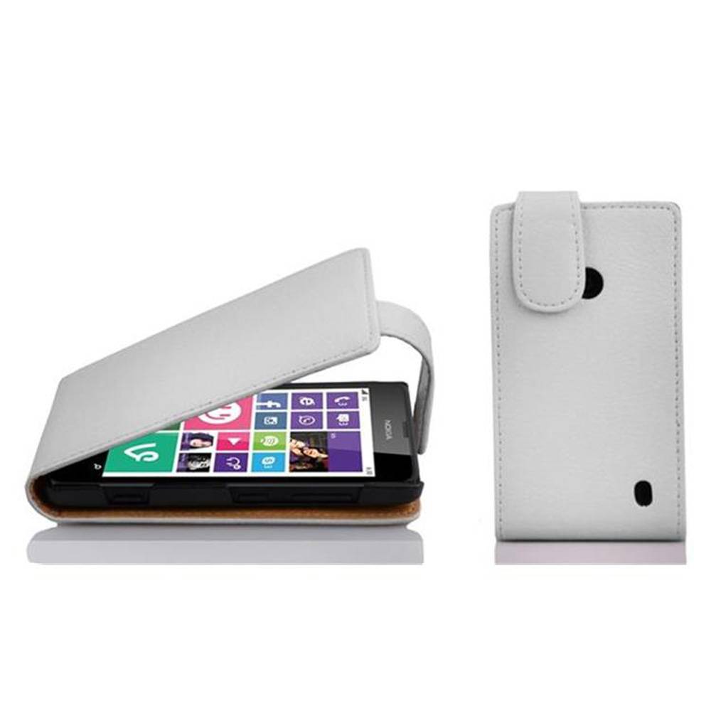 Cadorabo Schutzhülle für Nokia Lumia 630 / 635 Hülle in Weiß Flip Etui Handyhülle Case Cover Kunstleder
