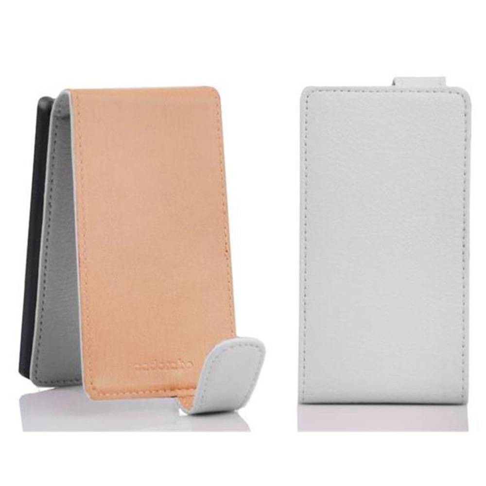 Cadorabo Schutzhülle für Nokia Lumia 630 / 635 Hülle in Weiß Flip Etui Handyhülle Case Cover Kunstleder