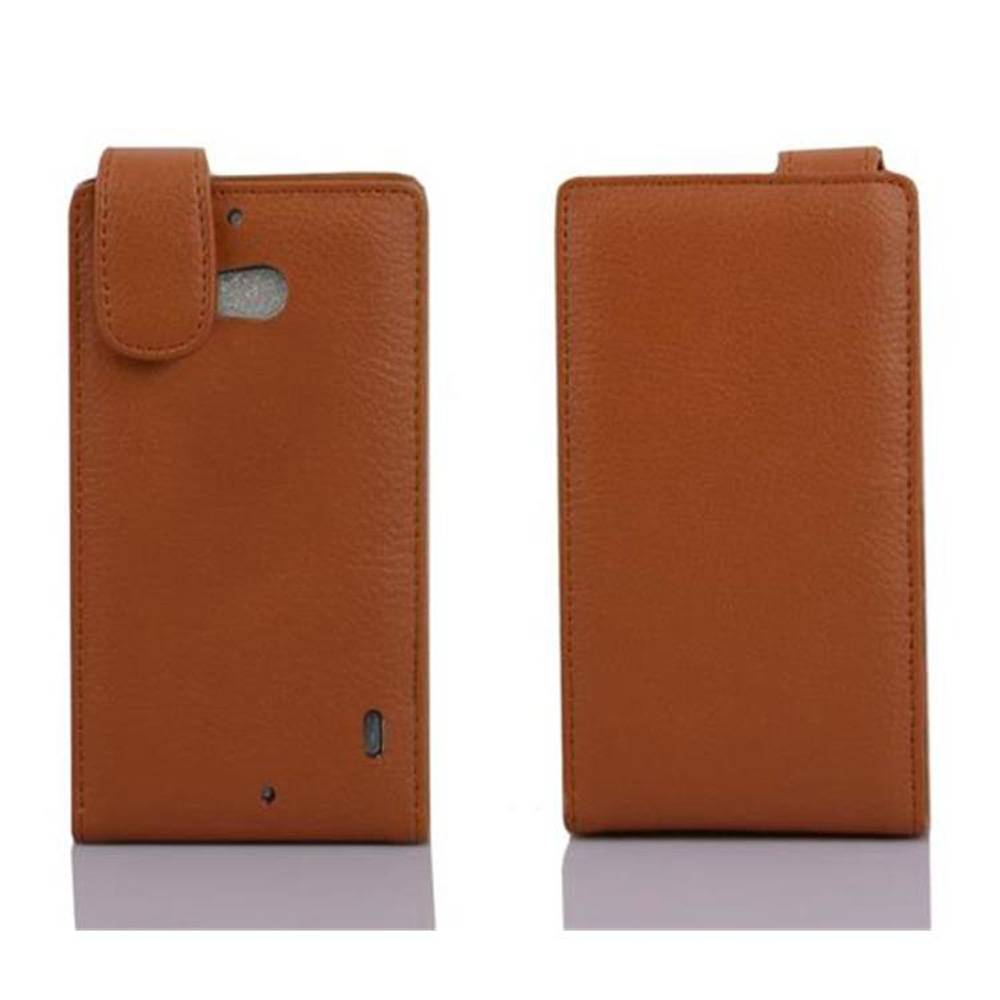 Cadorabo Schutzhülle für Nokia Lumia 929 / 930 Hülle in Braun Flip Etui Handyhülle Case Cover Kunstleder