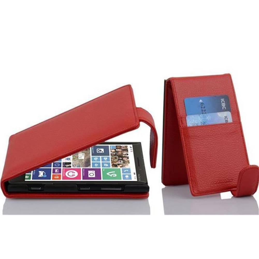 Cadorabo Schutzhülle für Nokia Lumia 929 / 930 Hülle in Rot Flip Etui Handyhülle Case Cover Kunstleder