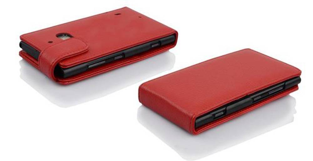 Cadorabo Schutzhülle für Nokia Lumia 929 / 930 Hülle in Rot Flip Etui Handyhülle Case Cover Kunstleder