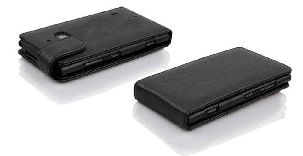 Cadorabo Schutzhülle für Nokia Lumia 929 / 930 Hülle in Schwarz Flip Etui Handyhülle Case Cover Kunstleder