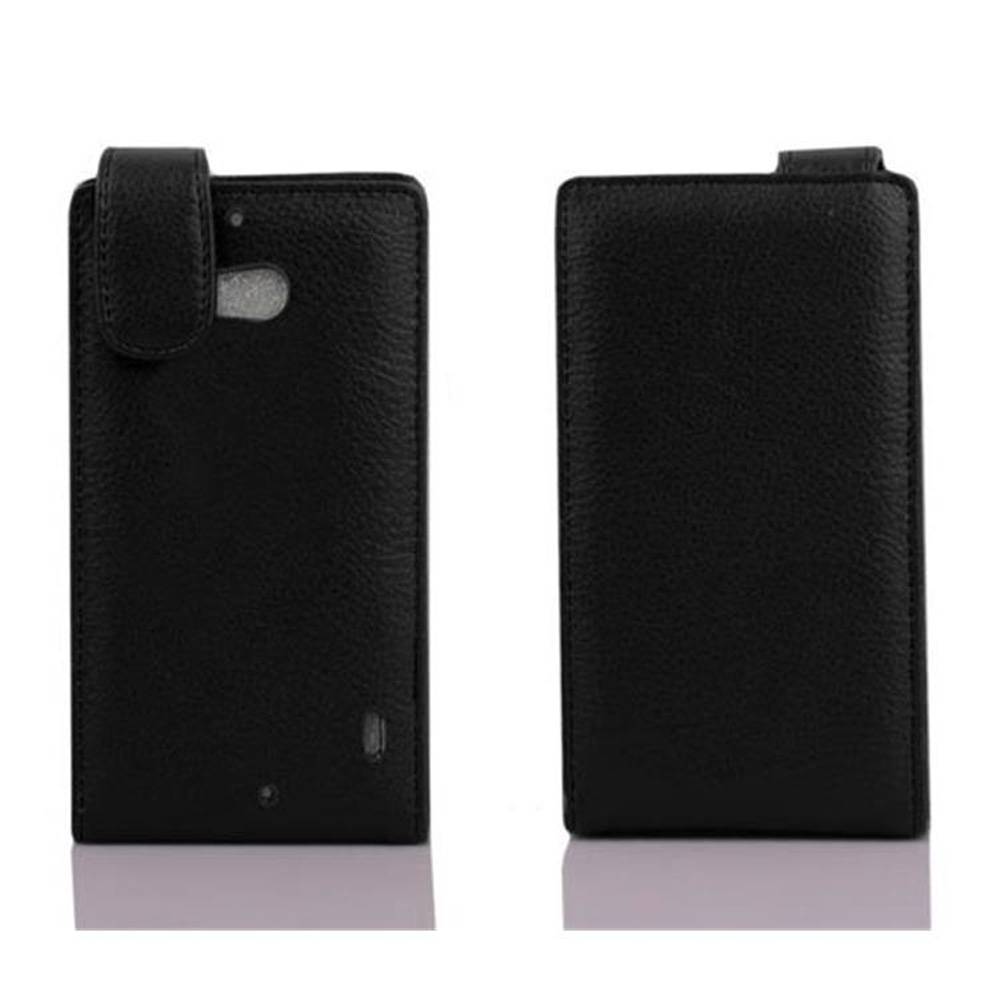 Cadorabo Schutzhülle für Nokia Lumia 929 / 930 Hülle in Schwarz Flip Etui Handyhülle Case Cover Kunstleder