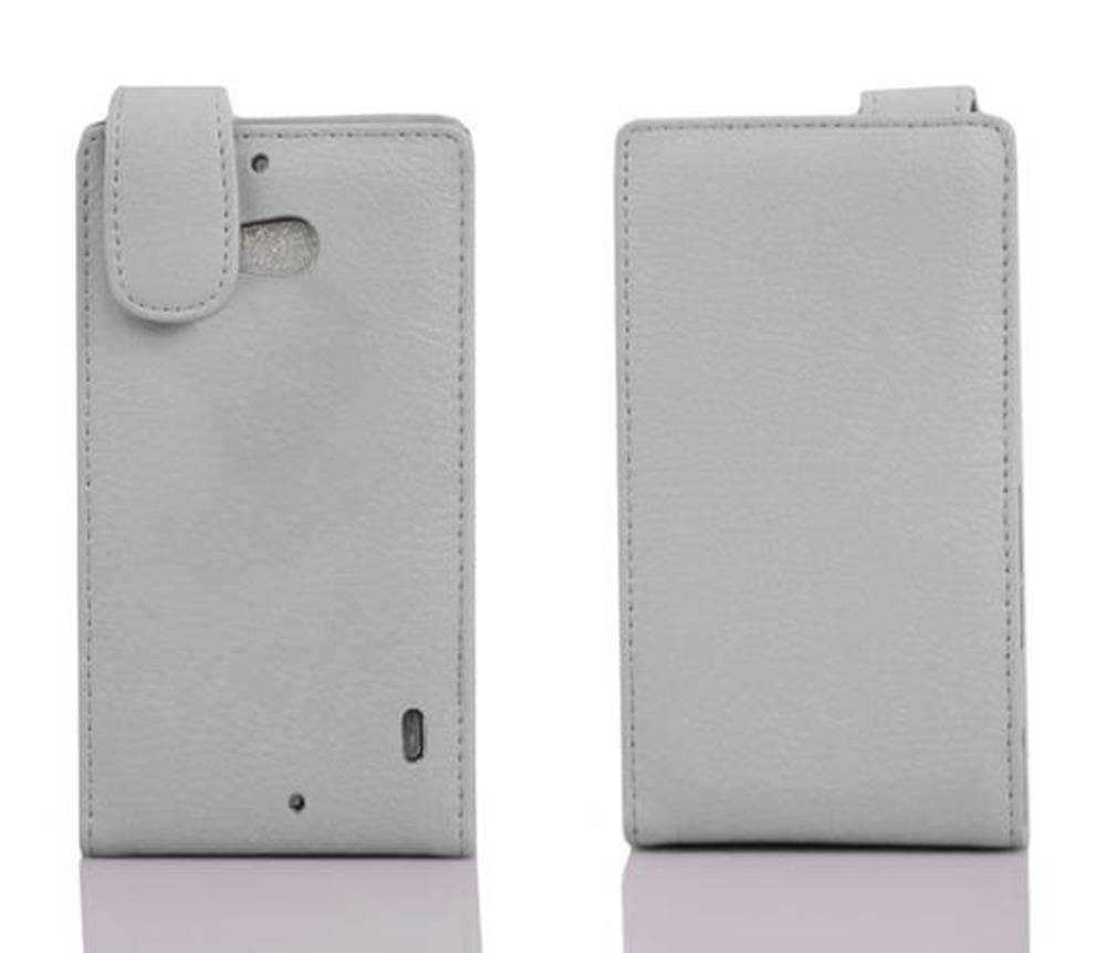 Cadorabo Schutzhülle für Nokia Lumia 929 / 930 Hülle in Weiß Flip Etui Handyhülle Case Cover Kunstleder