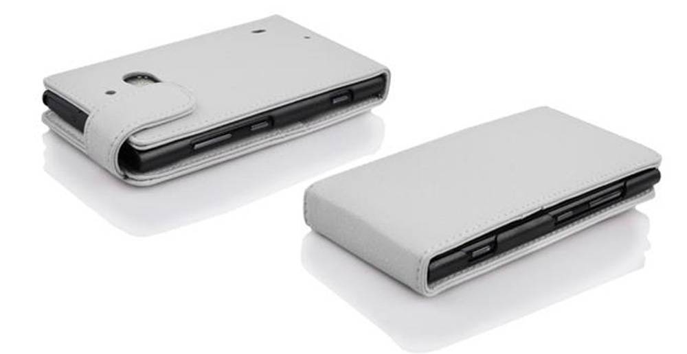 Cadorabo Schutzhülle für Nokia Lumia 929 / 930 Hülle in Weiß Flip Etui Handyhülle Case Cover Kunstleder