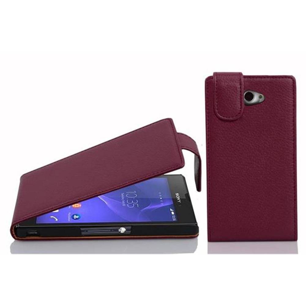 Cadorabo Schutzhülle für Sony Xperia M2 / M2 AQUA Hülle in Lila Flip Etui Handyhülle Case Cover Kunstleder