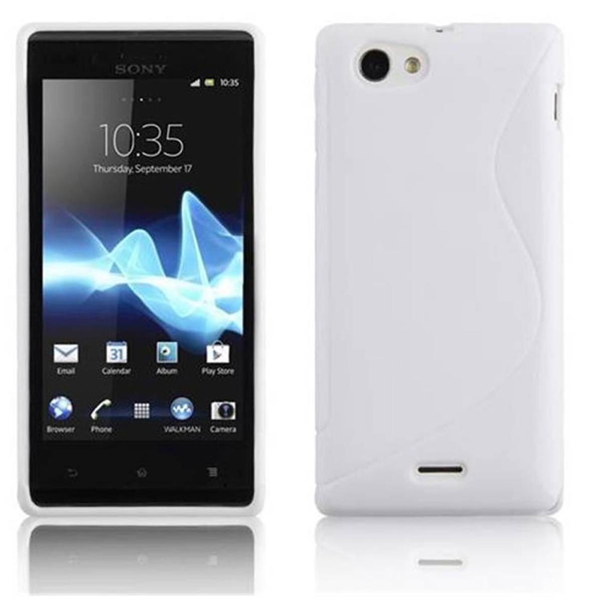 Cadorabo Handyhülle für Sony Xperia L in Weiß Hülle Schutzhülle TPU Silikon Backcover Case