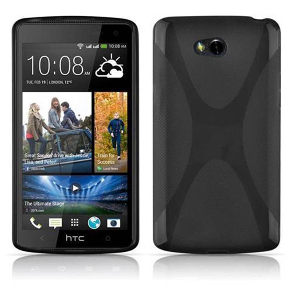 Cadorabo Handyhülle für HTC Desire 600 in Schwarz Hülle Schutzhülle TPU Silikon Backcover Case