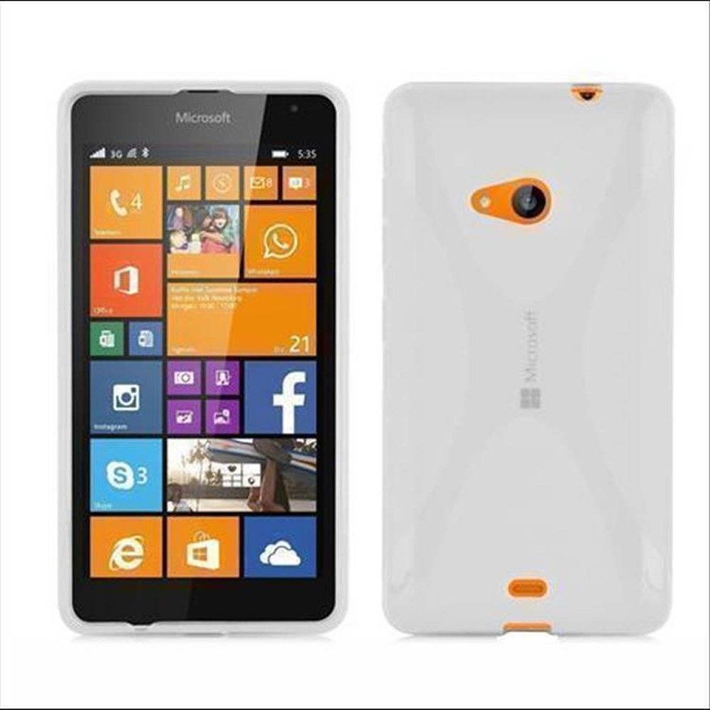 Cadorabo Hülle für Nokia Lumia 535 Hülle in HALB TRANSPARENT - Handyhülle im X-Line TPU Silikon - Silikonhülle Schutzhülle Ultra Slim Soft Back