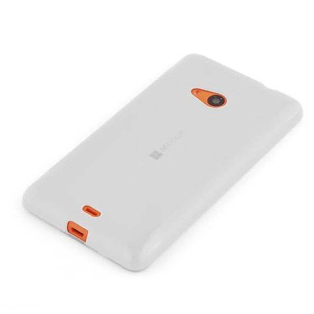 Cadorabo Hülle für Nokia Lumia 535 Hülle in HALB TRANSPARENT - Handyhülle im X-Line TPU Silikon - Silikonhülle Schutzhülle Ultra Slim Soft Back