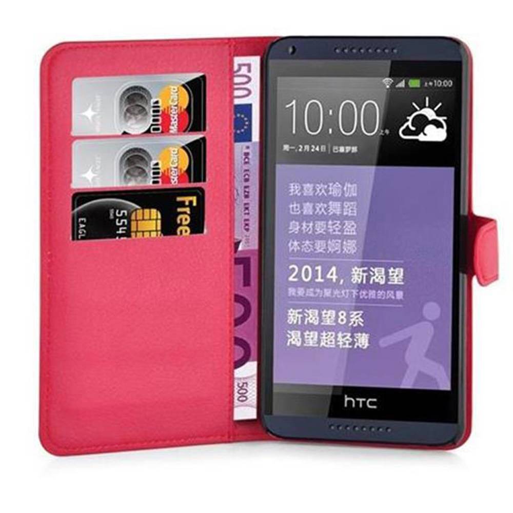 Cadorabo Hülle für HTC Desire 816 Schutz Hülle in Rot Handyhülle Etui Case Cover Magnetverschluss