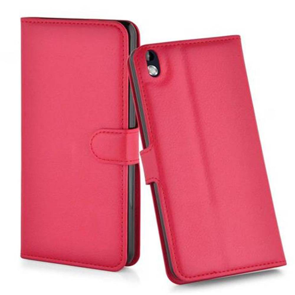 Cadorabo Hülle für HTC Desire 816 Schutz Hülle in Rot Handyhülle Etui Case Cover Magnetverschluss