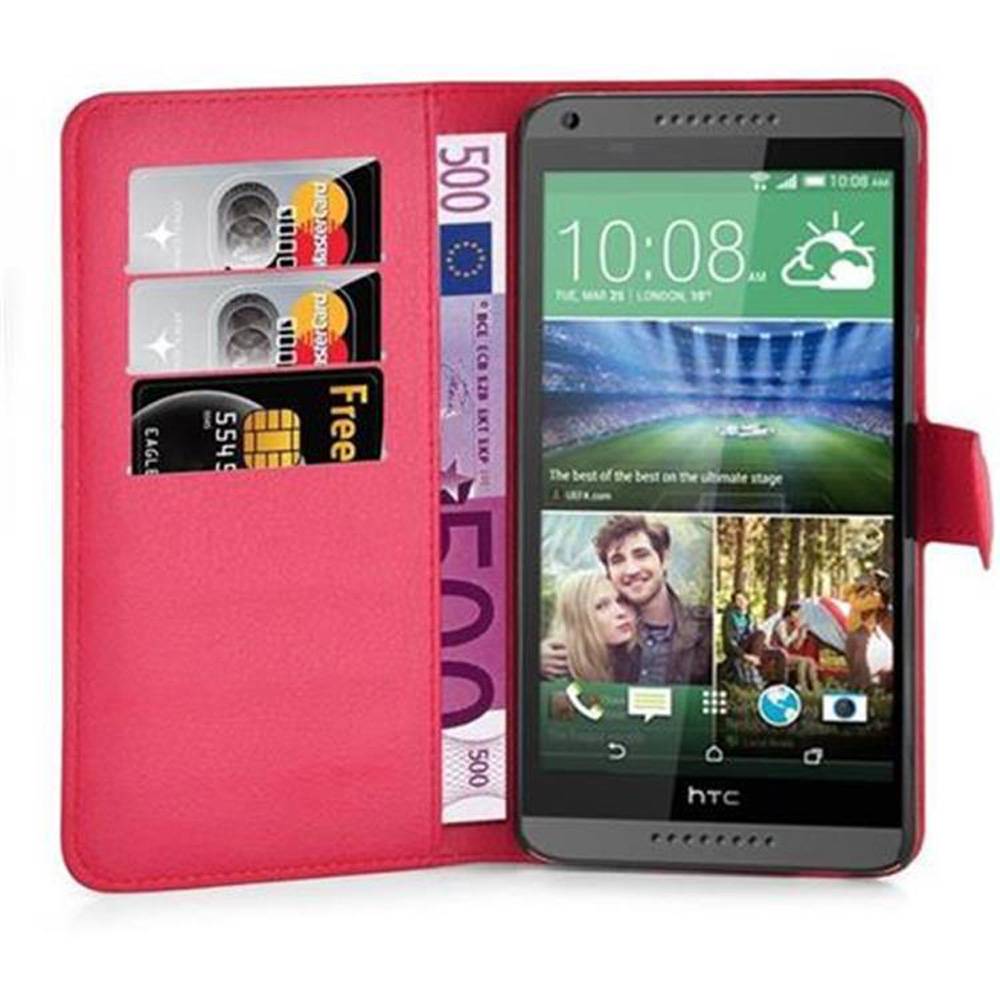 Cadorabo Hülle für HTC Desire 820 Schutz Hülle in Rot Handyhülle Etui Case Cover Magnetverschluss