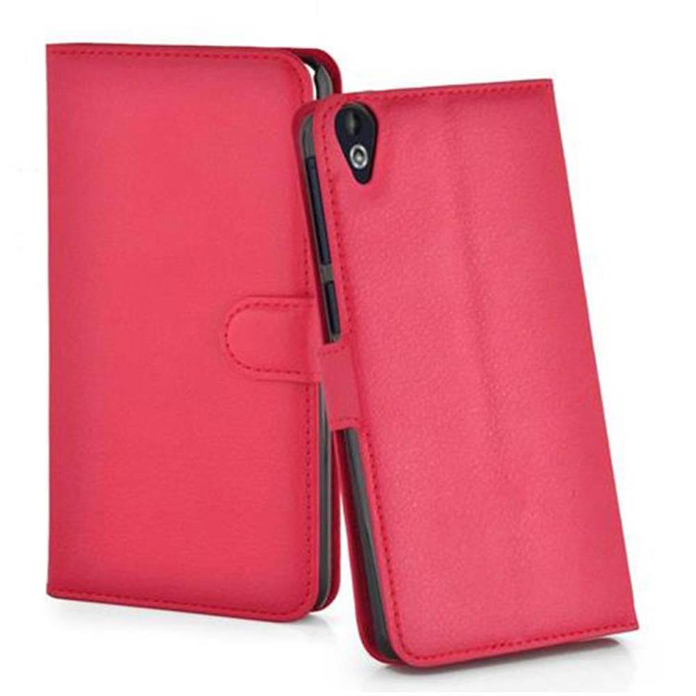 Cadorabo Hülle für HTC Desire 820 Schutz Hülle in Rot Handyhülle Etui Case Cover Magnetverschluss