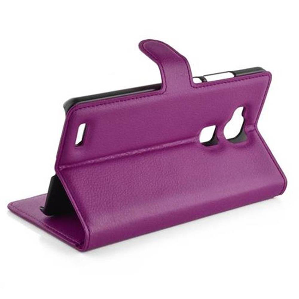 Cadorabo Hülle für Huawei D3 MATE 7 Schutz Hülle in Lila Handyhülle Etui Case Cover Magnetverschluss