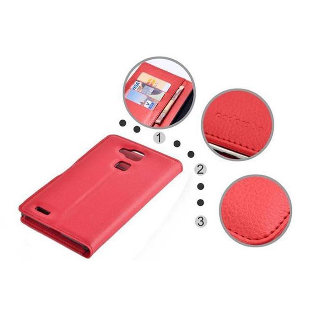 Cadorabo Hülle für Huawei D3 MATE 7 Schutz Hülle in Rot Handyhülle Etui Case Cover Magnetverschluss