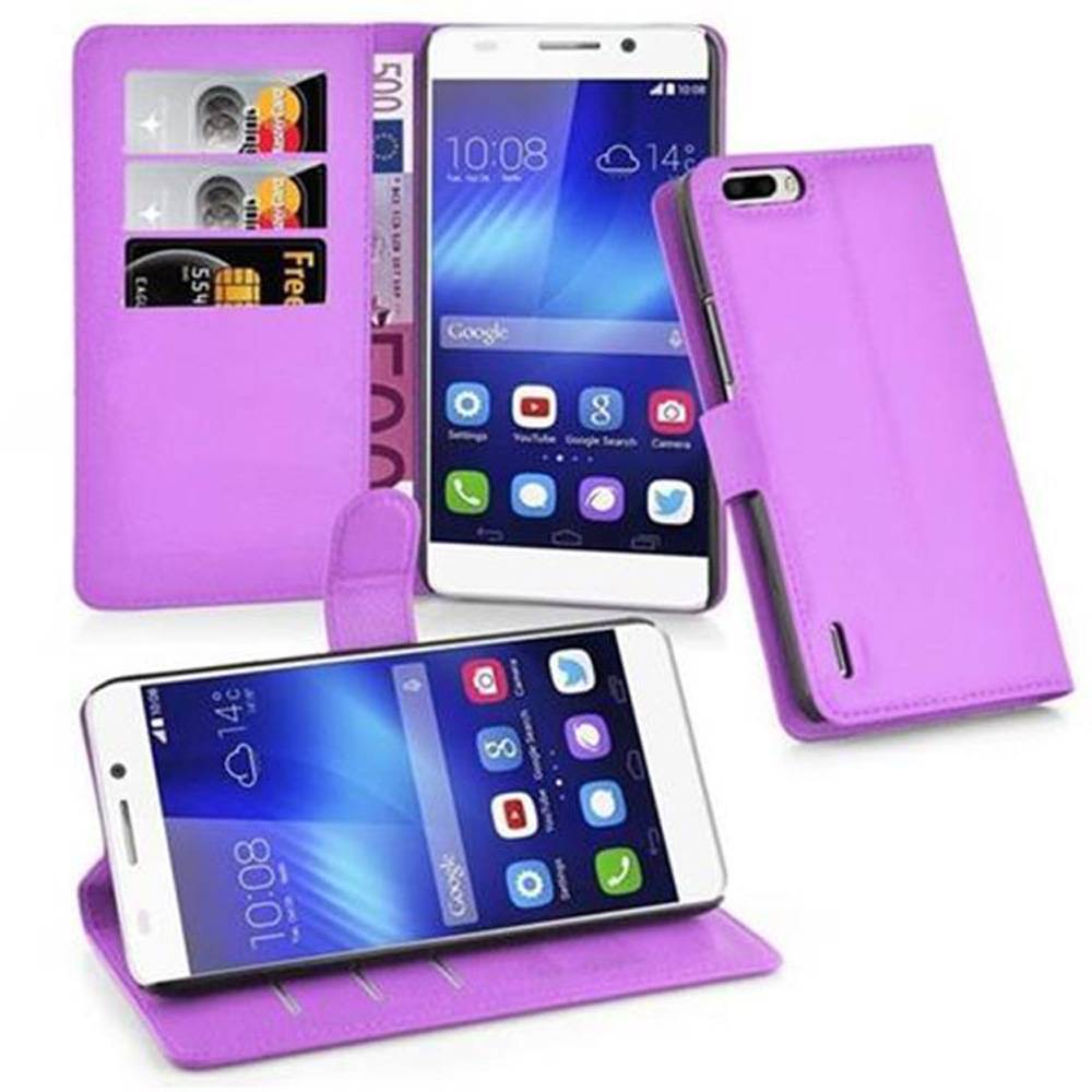 Cadorabo Hülle für Honor 6 PLUS Schutz Hülle in Lila Handyhülle Etui Case Cover Magnetverschluss