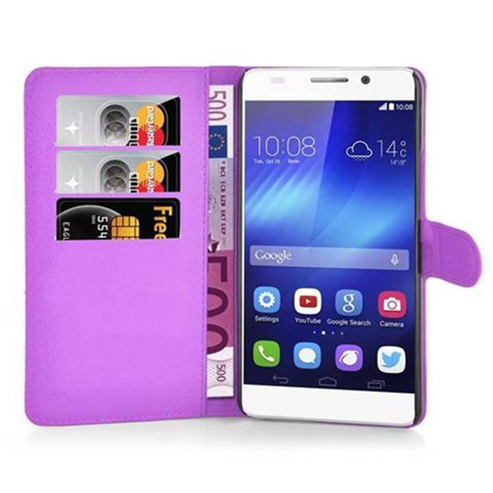 Cadorabo Hülle für Honor 6 PLUS Schutz Hülle in Lila Handyhülle Etui Case Cover Magnetverschluss
