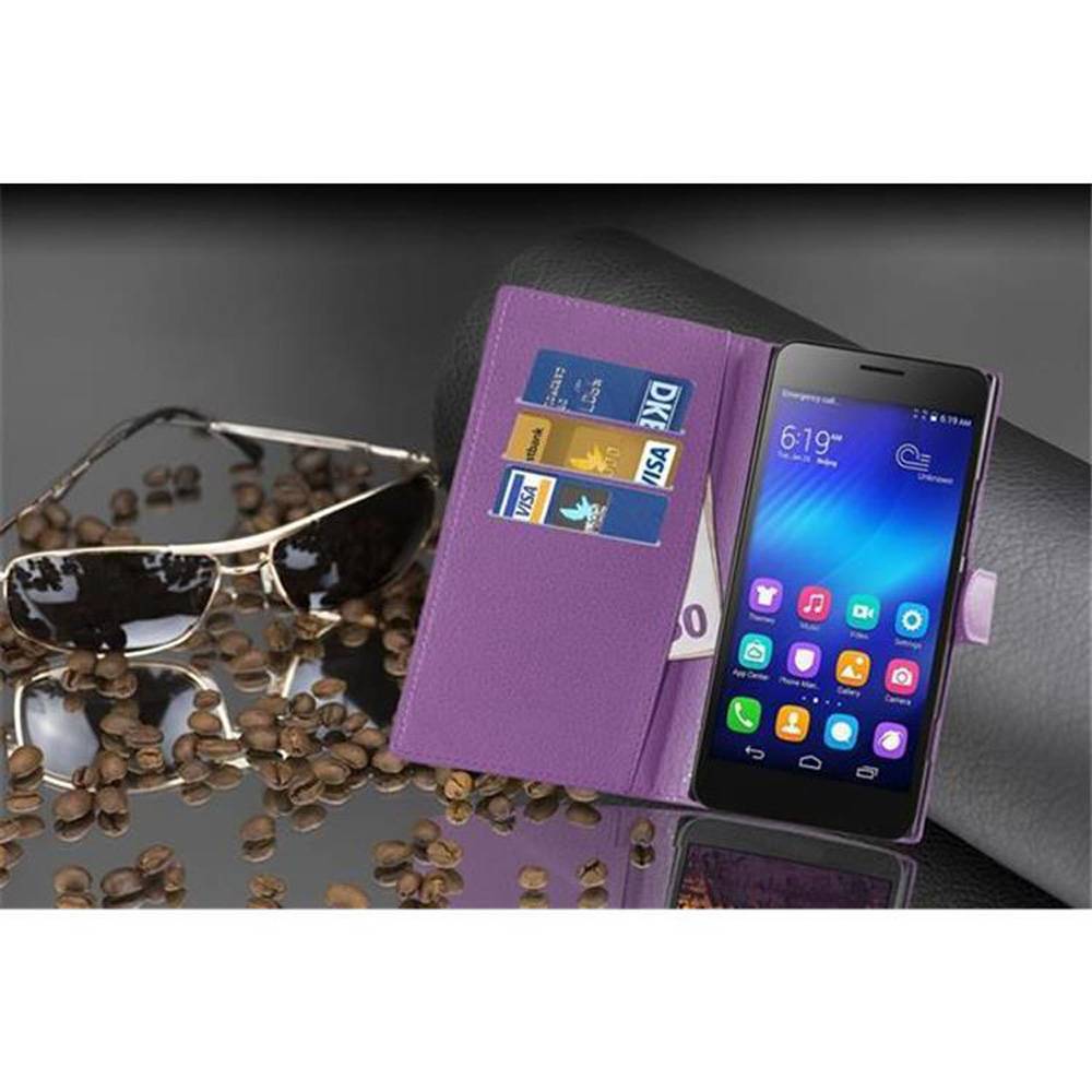Cadorabo Hülle für Honor 6 PLUS Schutz Hülle in Lila Handyhülle Etui Case Cover Magnetverschluss