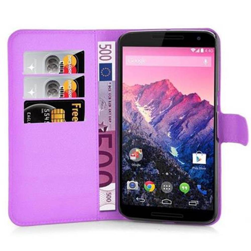 Cadorabo Hülle für Motorola Google NEXUS 6 Schutz Hülle in Lila Handyhülle Etui Case Cover Magnetverschluss