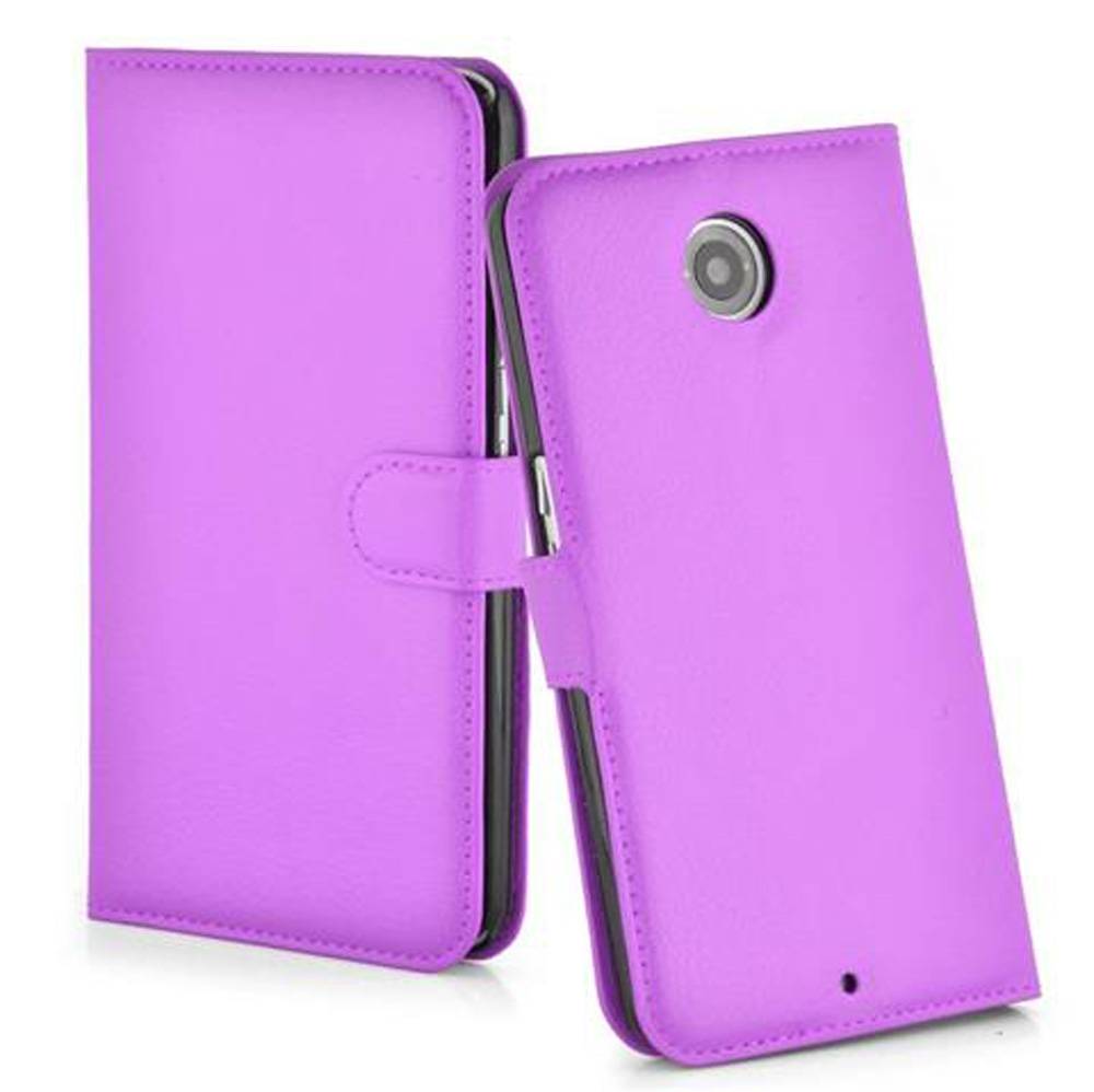 Cadorabo Hülle für Motorola Google NEXUS 6 Schutz Hülle in Lila Handyhülle Etui Case Cover Magnetverschluss