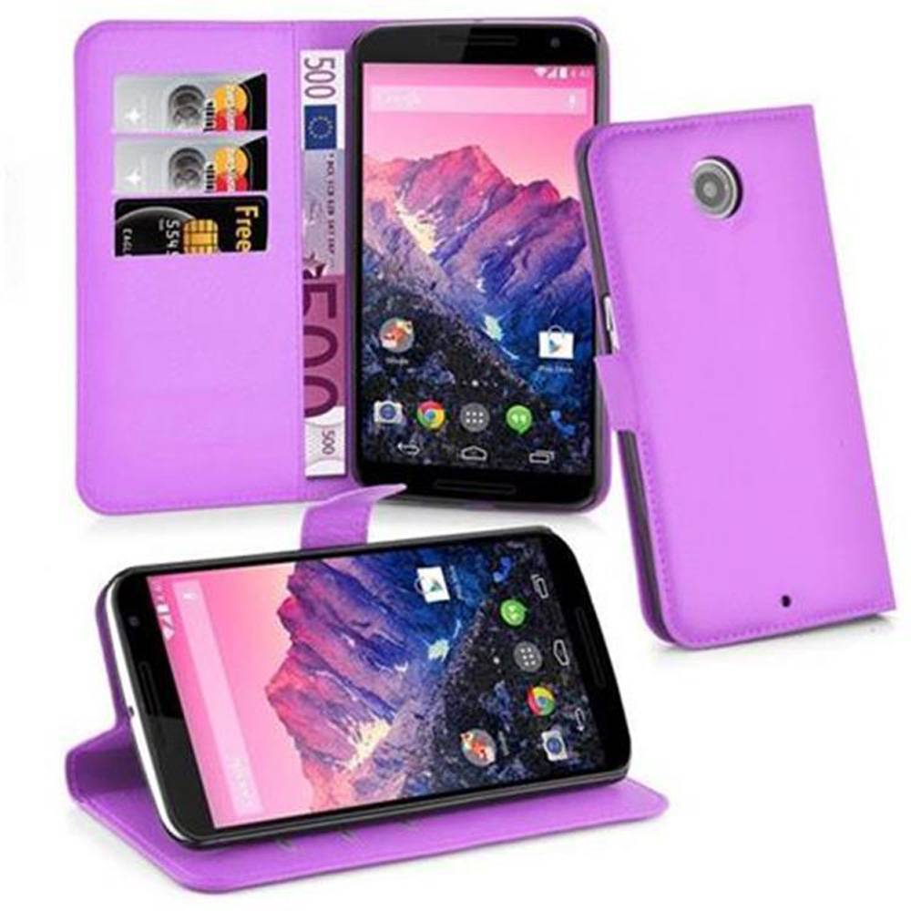 Cadorabo Hülle für Motorola Google NEXUS 6 Schutz Hülle in Lila Handyhülle Etui Case Cover Magnetverschluss