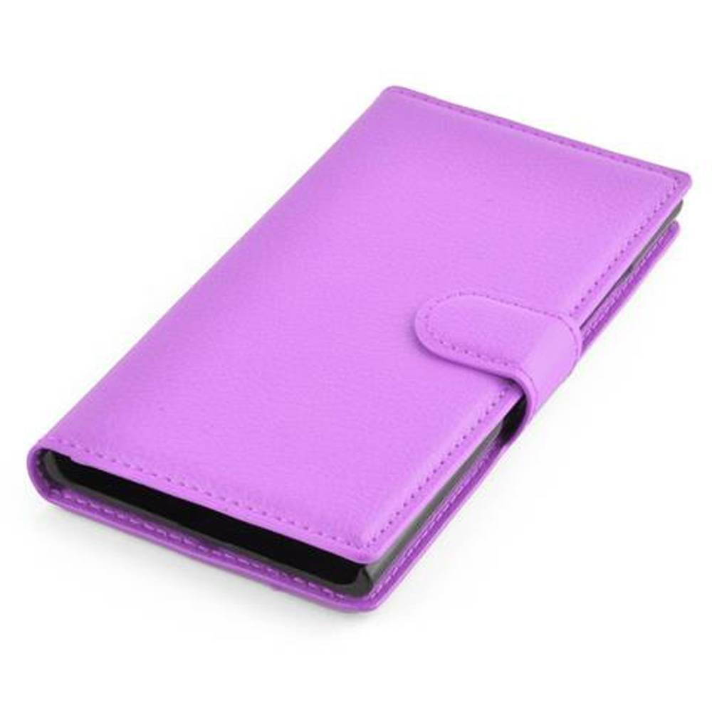 Cadorabo Hülle für Nokia Lumia 730 Schutz Hülle in Lila Handyhülle Etui Case Cover Magnetverschluss