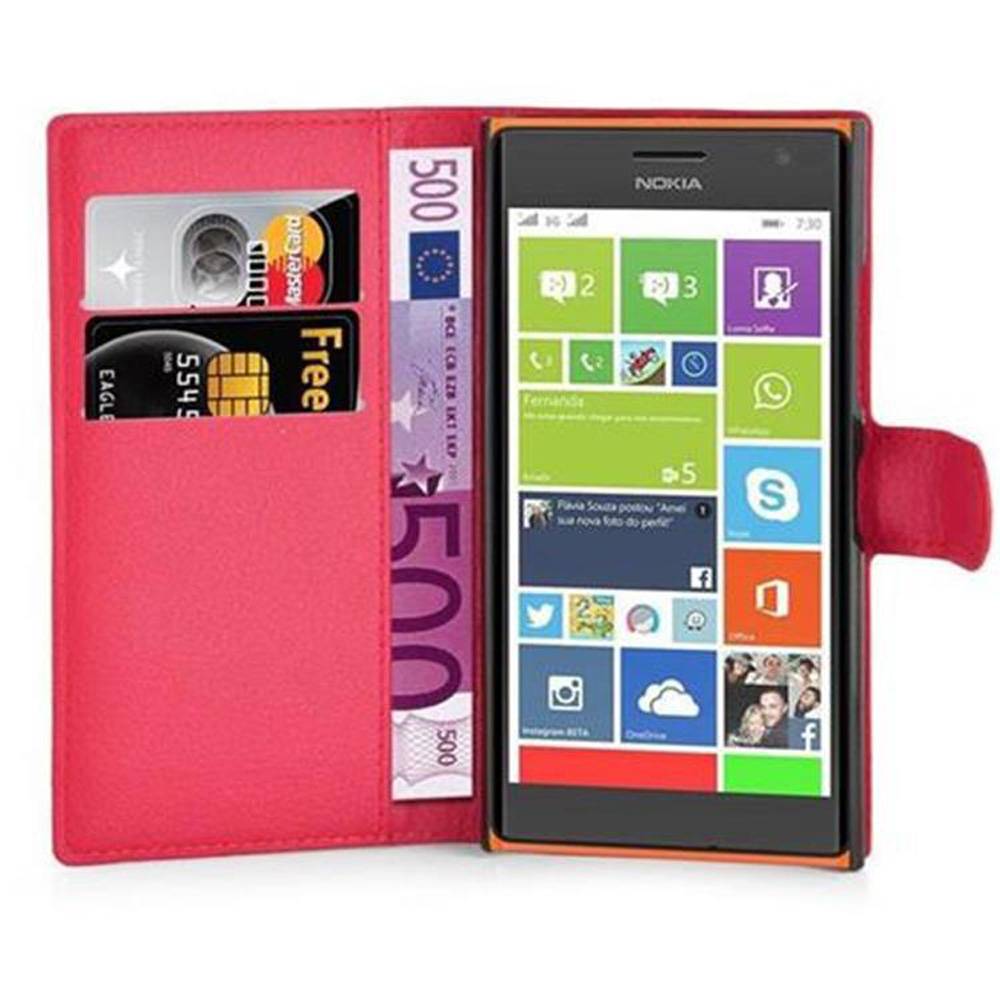 Cadorabo Hülle für Nokia Lumia 730 Schutz Hülle in Rot Handyhülle Etui Case Cover Magnetverschluss