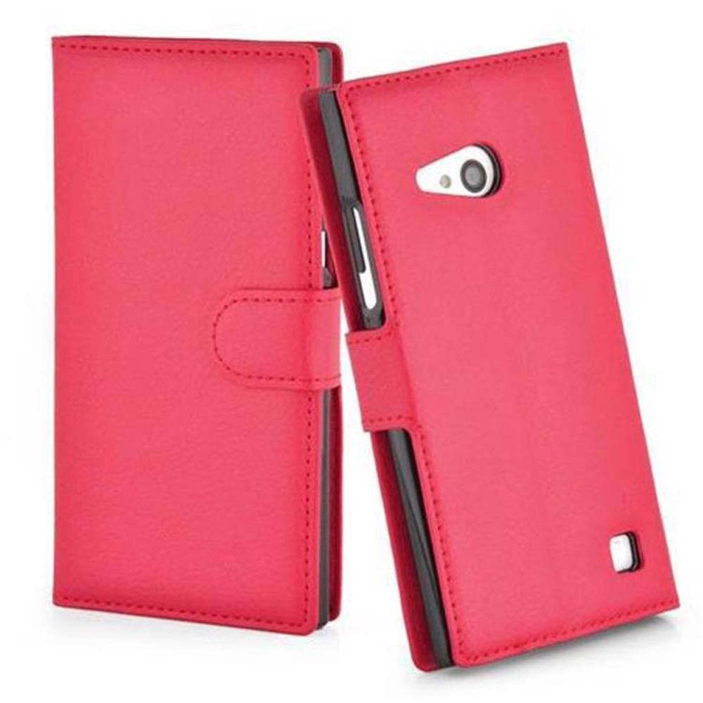 Cadorabo Hülle für Nokia Lumia 730 Schutz Hülle in Rot Handyhülle Etui Case Cover Magnetverschluss
