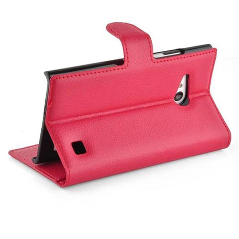 Cadorabo Hülle für Nokia Lumia 730 Schutz Hülle in Rot Handyhülle Etui Case Cover Magnetverschluss