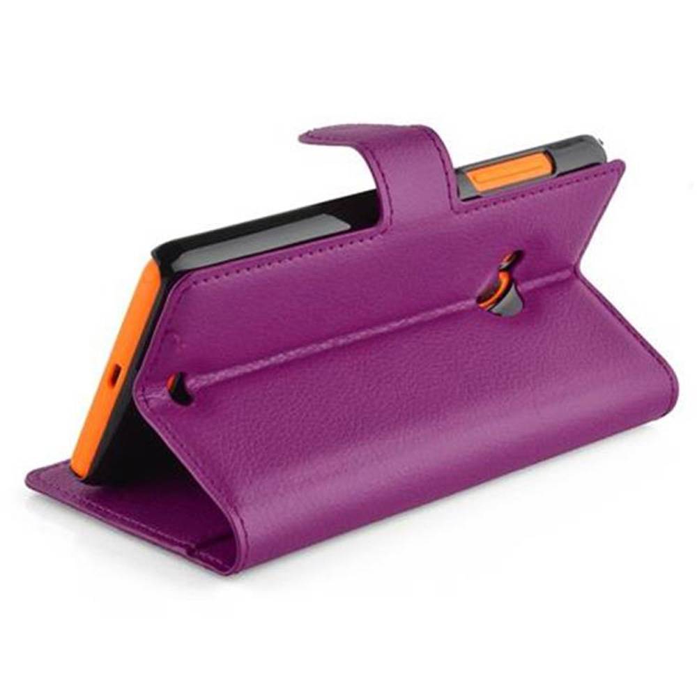 Cadorabo Hülle für Nokia Lumia 535 Schutz Hülle in Lila Handyhülle Etui Case Cover Magnetverschluss