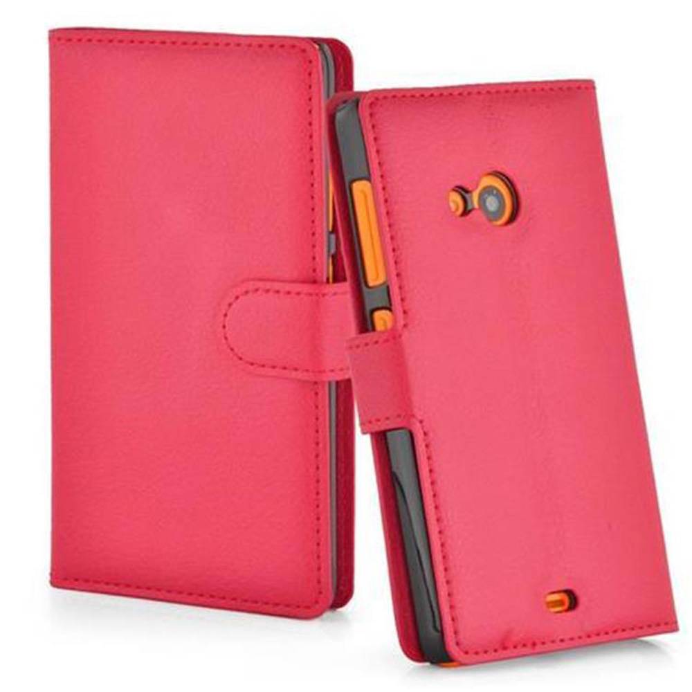 Cadorabo Hülle für Nokia Lumia 535 Schutz Hülle in Rot Handyhülle Etui Case Cover Magnetverschluss