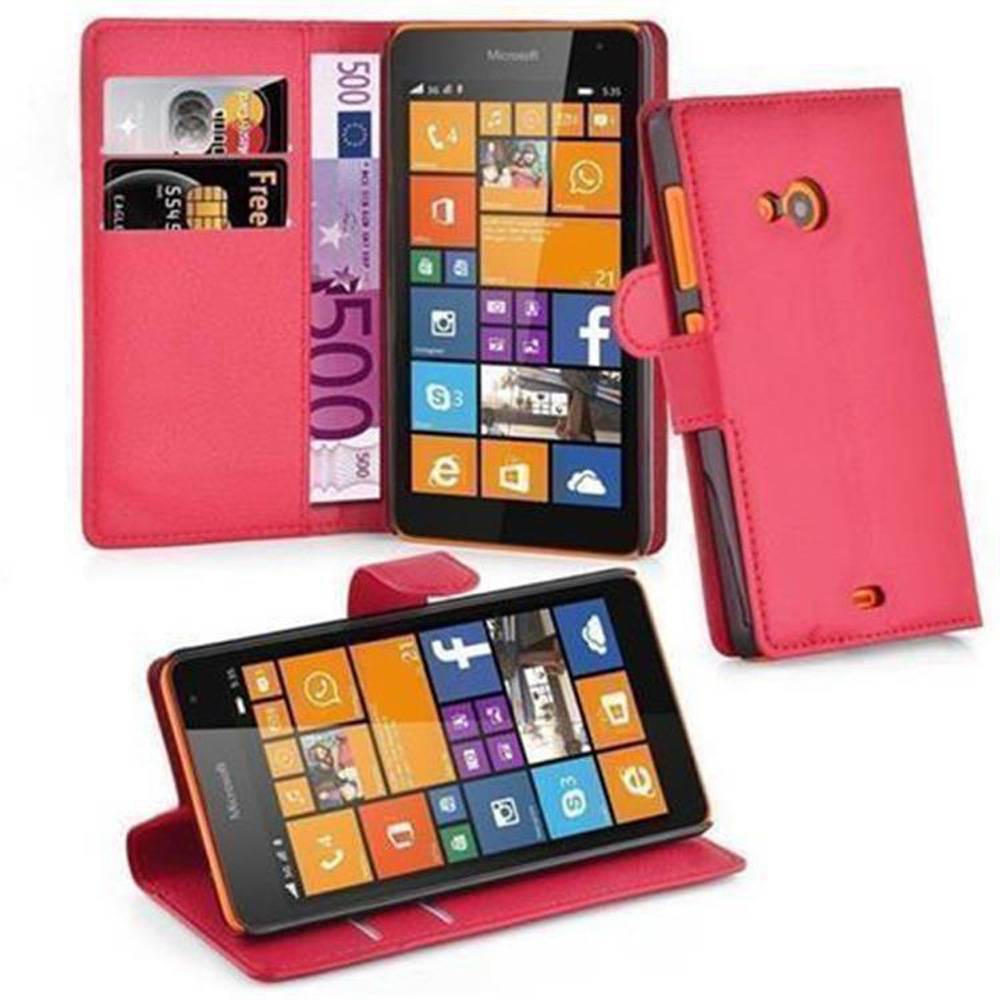 Cadorabo Hülle für Nokia Lumia 535 Schutz Hülle in Rot Handyhülle Etui Case Cover Magnetverschluss