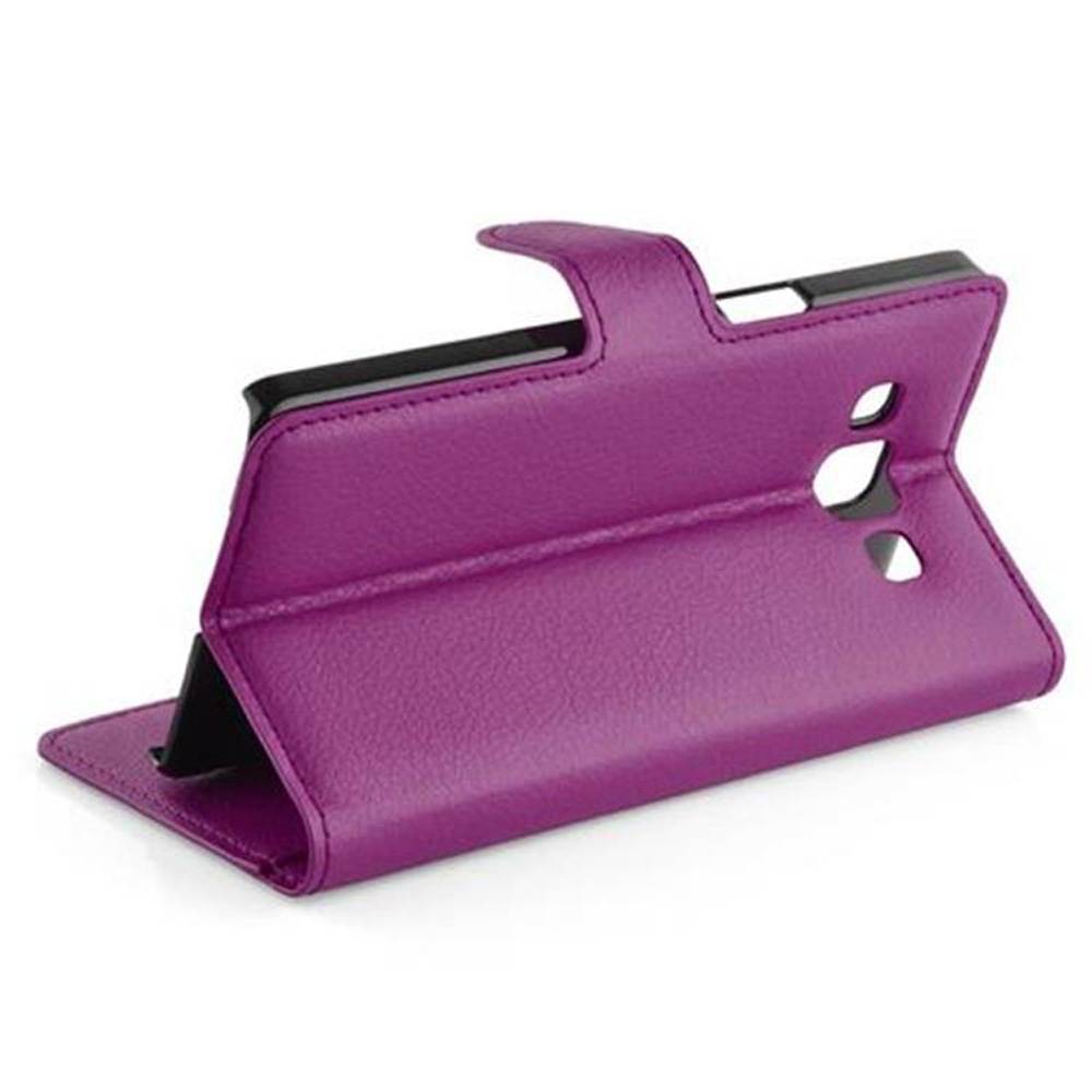 Cadorabo Hülle für Samsung Galaxy A3 2015 Schutz Hülle in Lila Handyhülle Etui Case Cover Magnetverschluss