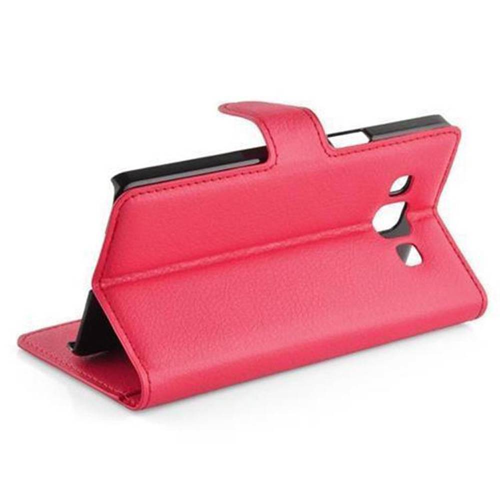 Cadorabo Hülle für Samsung Galaxy A3 2015 Schutz Hülle in Rot Handyhülle Etui Case Cover Magnetverschluss