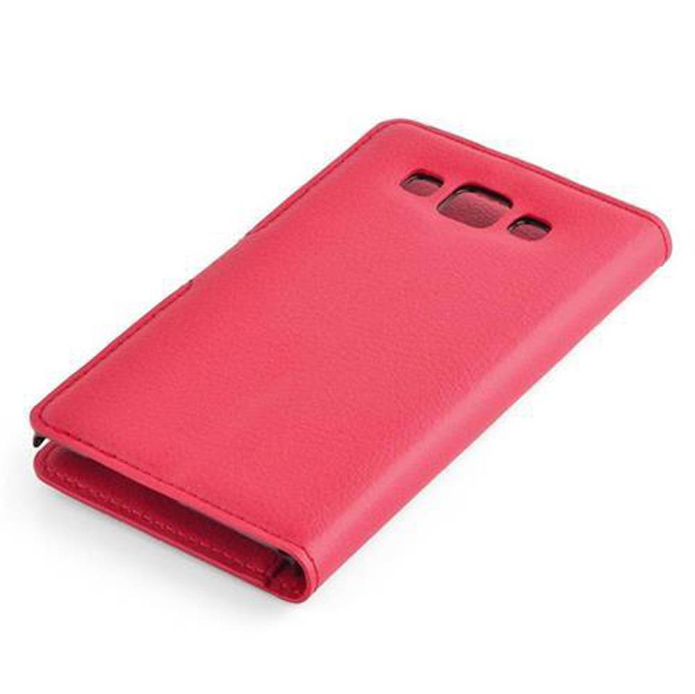 Cadorabo Hülle für Samsung Galaxy A3 2015 Schutz Hülle in Rot Handyhülle Etui Case Cover Magnetverschluss