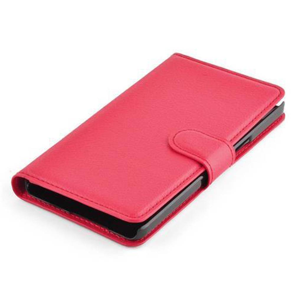 Cadorabo Hülle für Samsung Galaxy A3 2015 Schutz Hülle in Rot Handyhülle Etui Case Cover Magnetverschluss