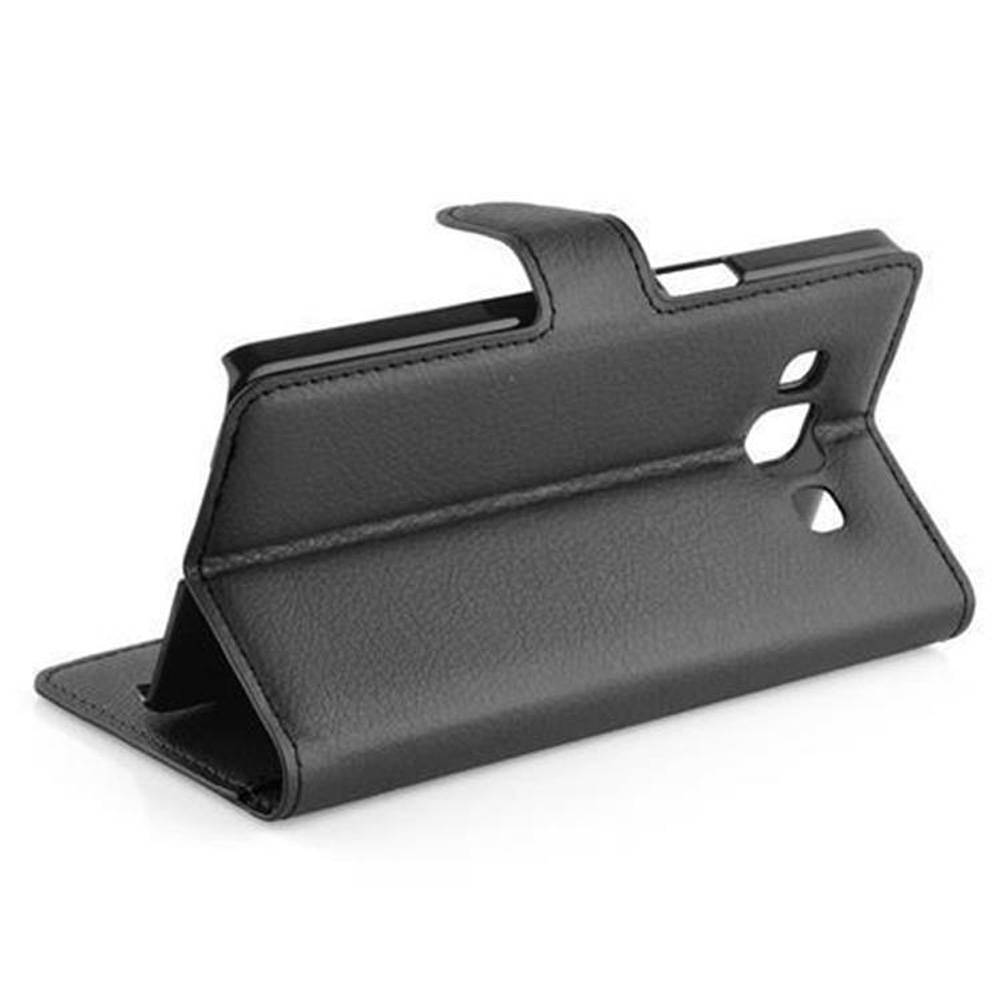 Cadorabo Hülle für Samsung Galaxy A3 2015 Schutz Hülle in Schwarz Handyhülle Etui Case Cover Magnetverschluss