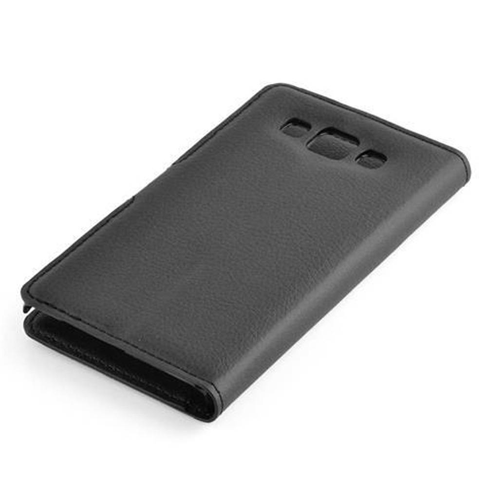 Cadorabo Hülle für Samsung Galaxy A3 2015 Schutz Hülle in Schwarz Handyhülle Etui Case Cover Magnetverschluss