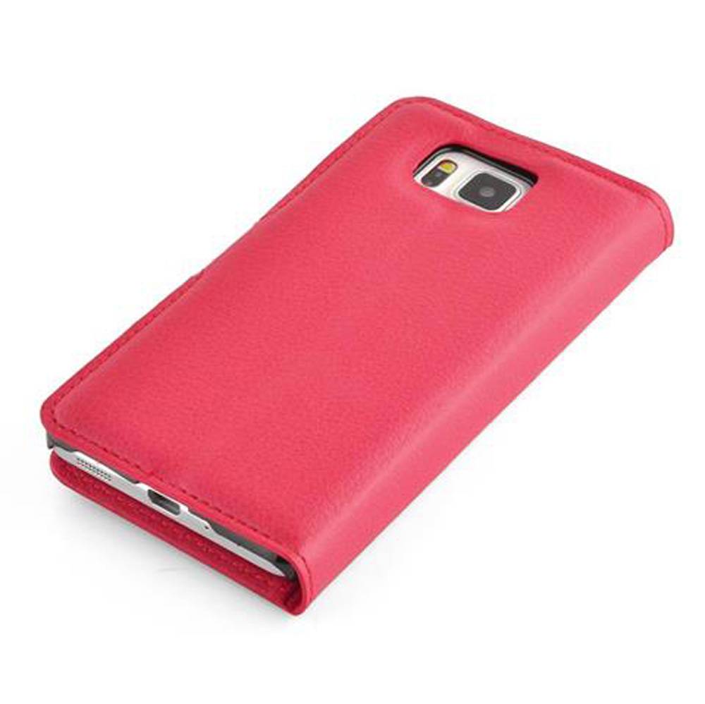 Cadorabo Hülle für Samsung Galaxy ALPHA Schutz Hülle in Rot Handyhülle Etui Case Cover Magnetverschluss