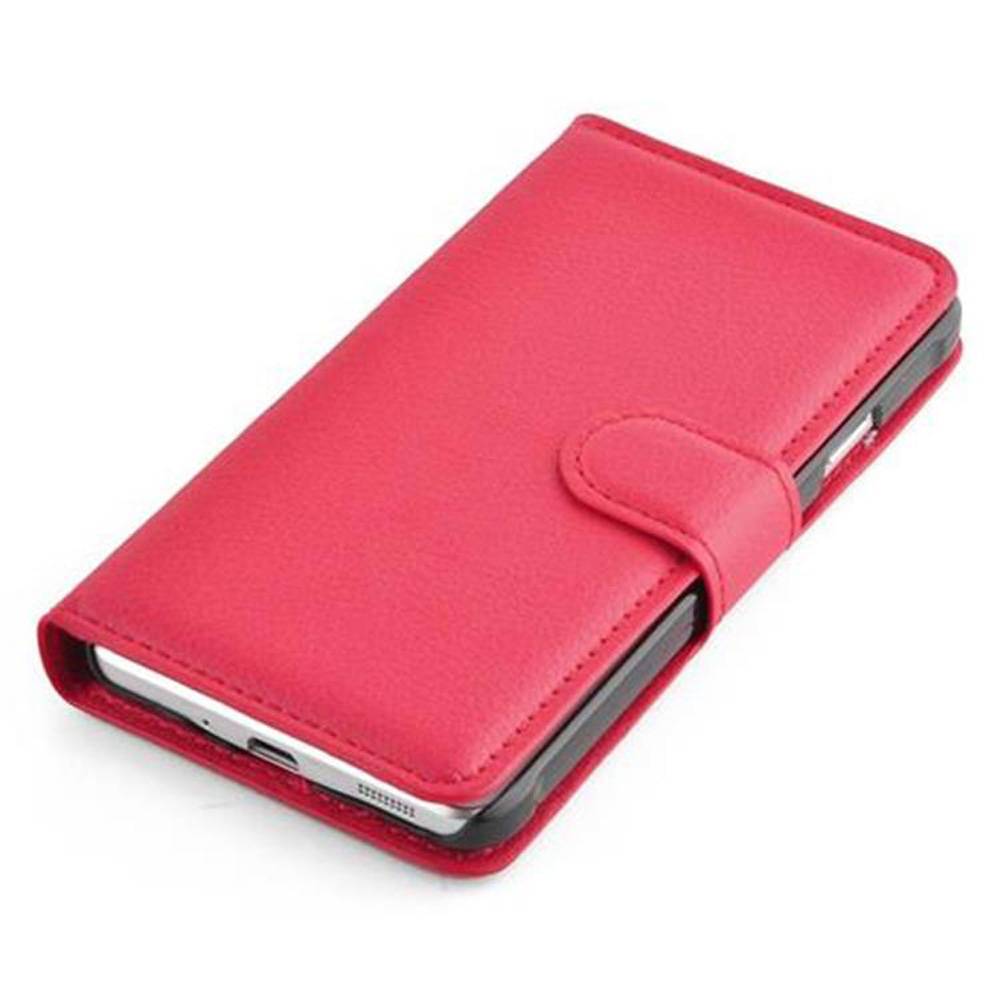 Cadorabo Hülle für Samsung Galaxy ALPHA Schutz Hülle in Rot Handyhülle Etui Case Cover Magnetverschluss