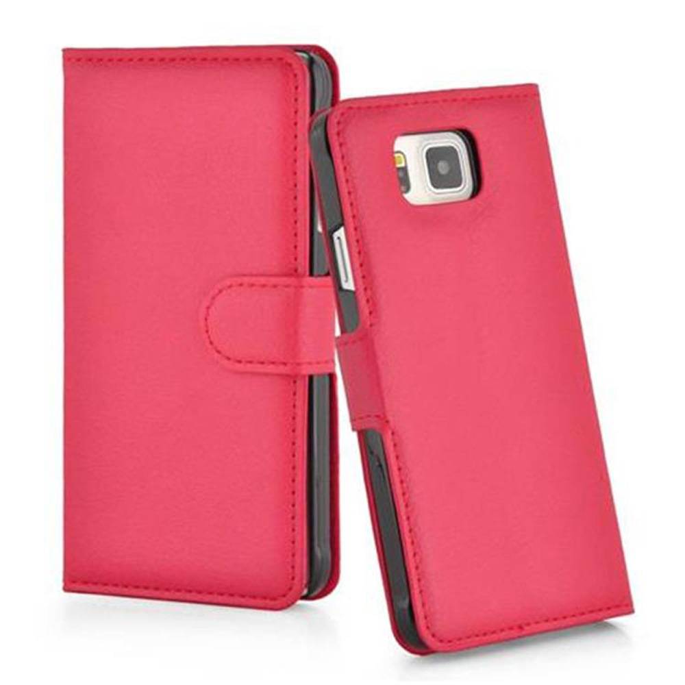 Cadorabo Hülle für Samsung Galaxy ALPHA Schutz Hülle in Rot Handyhülle Etui Case Cover Magnetverschluss