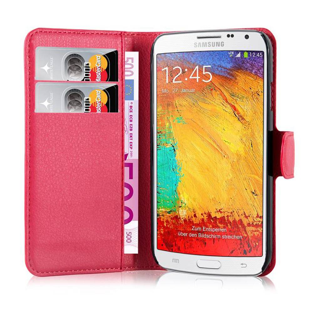 Cadorabo Hülle für Samsung Galaxy NOTE 3 NEO Schutz Hülle in Rot Handyhülle Etui Case Cover Magnetverschluss