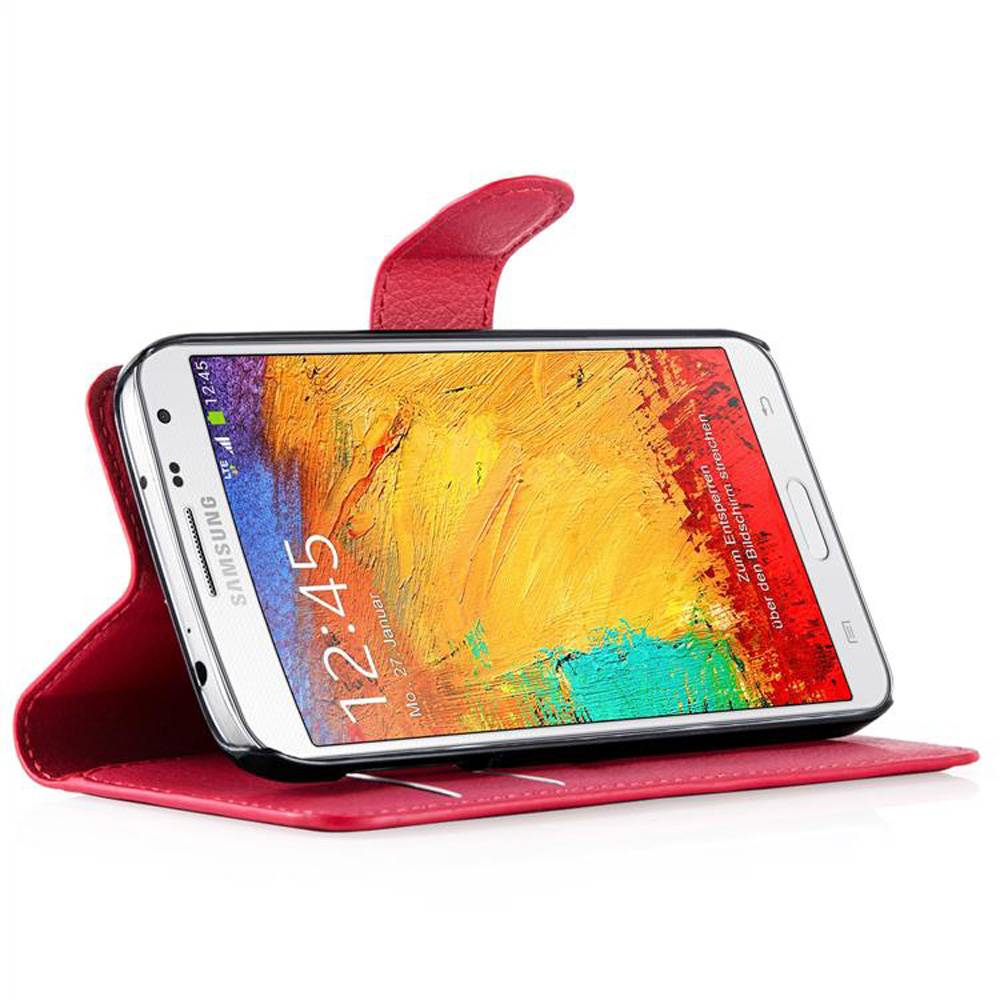 Cadorabo Hülle für Samsung Galaxy NOTE 3 NEO Schutz Hülle in Rot Handyhülle Etui Case Cover Magnetverschluss