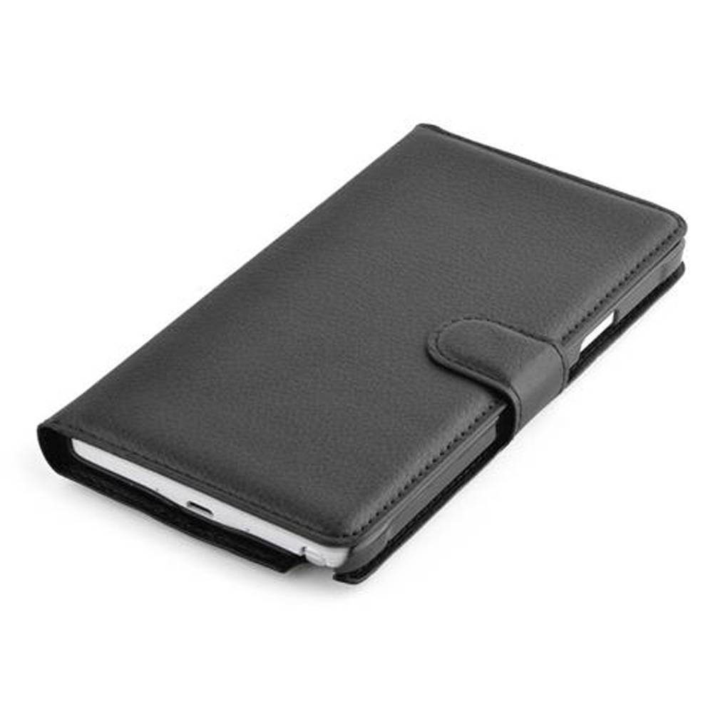 Cadorabo Hülle für Samsung Galaxy NOTE 4 Schutz Hülle in Schwarz Handyhülle Etui Case Cover Magnetverschluss